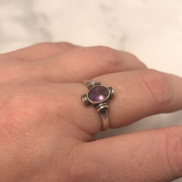 Faceted amethyst handmade 925 sterling silver ring size 7.5 - Picture 1 of 5